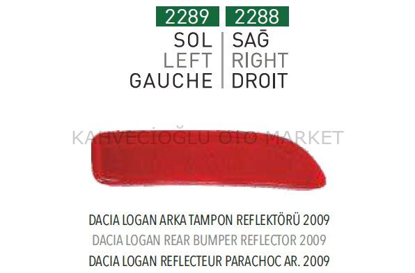 ARKA TAMPON REFLEKTORU SOL DACIA LOGAN